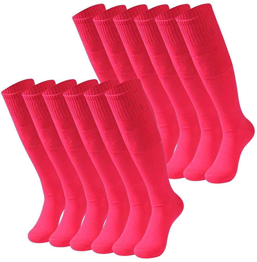 RTZAT Unisex Solid Knee High Soccer Socks - 2,6,12 Pairs Pack