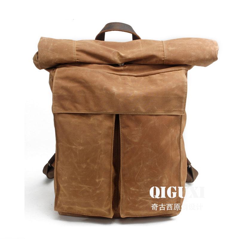 Badass Waxed Canvas Mens Travel Backpack - Durable Hiking & Laptop Backpack