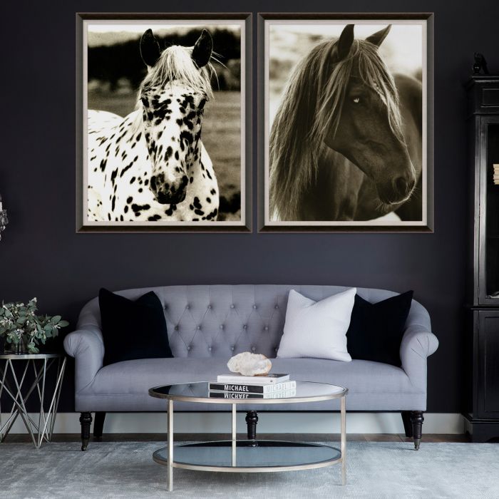 Natural Curiosities Hyden Horses Pensive Art - Black and White Wildlife Print