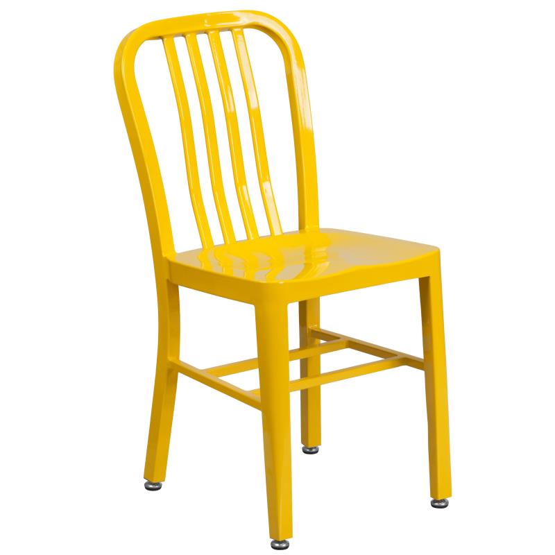 CH-51080TH-4-18VRT Flash Furniture Thomas Commercial Grade 24 Round Yellow Metal Indoor-Outdoor Table Set with 4 Chairs