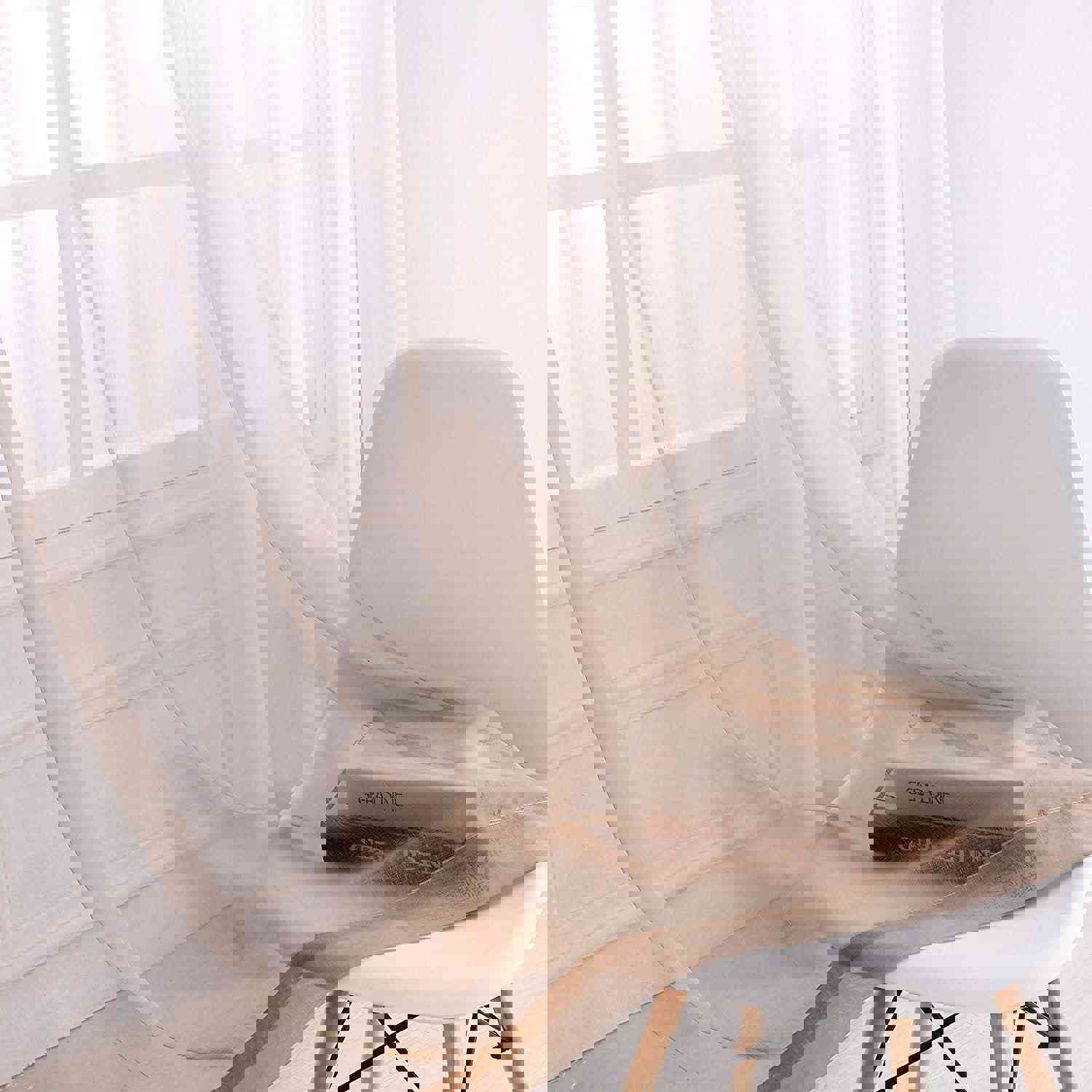 Faux Linen Ombre Sheer Curtains Voile Grommet Semi Sheer Set of 2