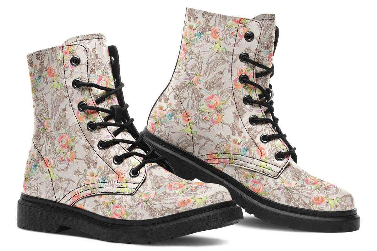 Floral Horse Boots - Custom Printed Vegan Boots with Memory Foam