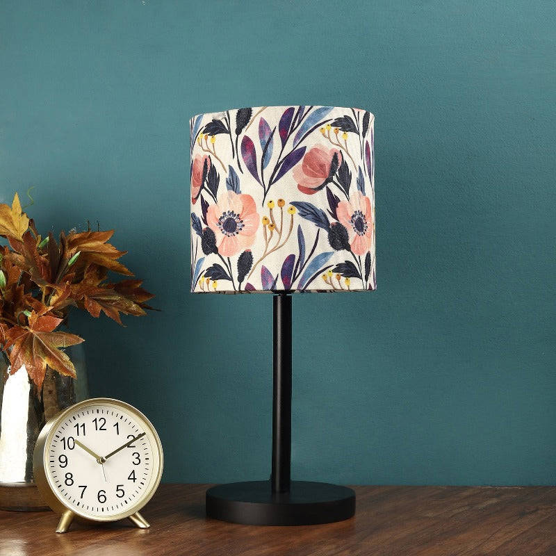 BTR CRAFTS Raven Black Metal Table Lamp with Premium Color Shade (Pack of 2)