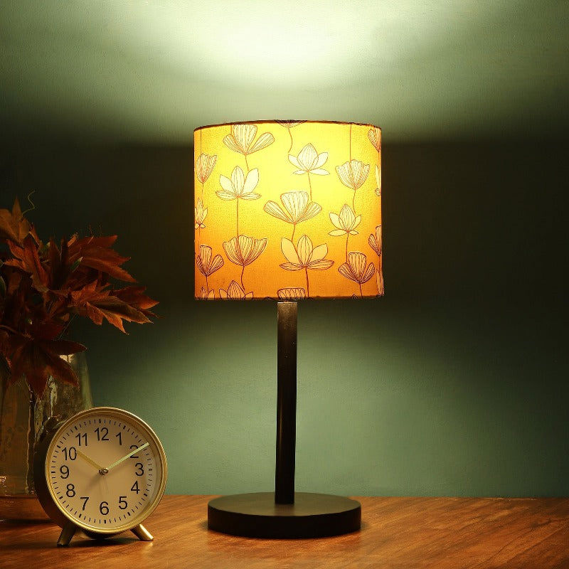 BTR CRAFTS Raven Black Metal Table Lamp with Premium Color Shade (Pack of 2)