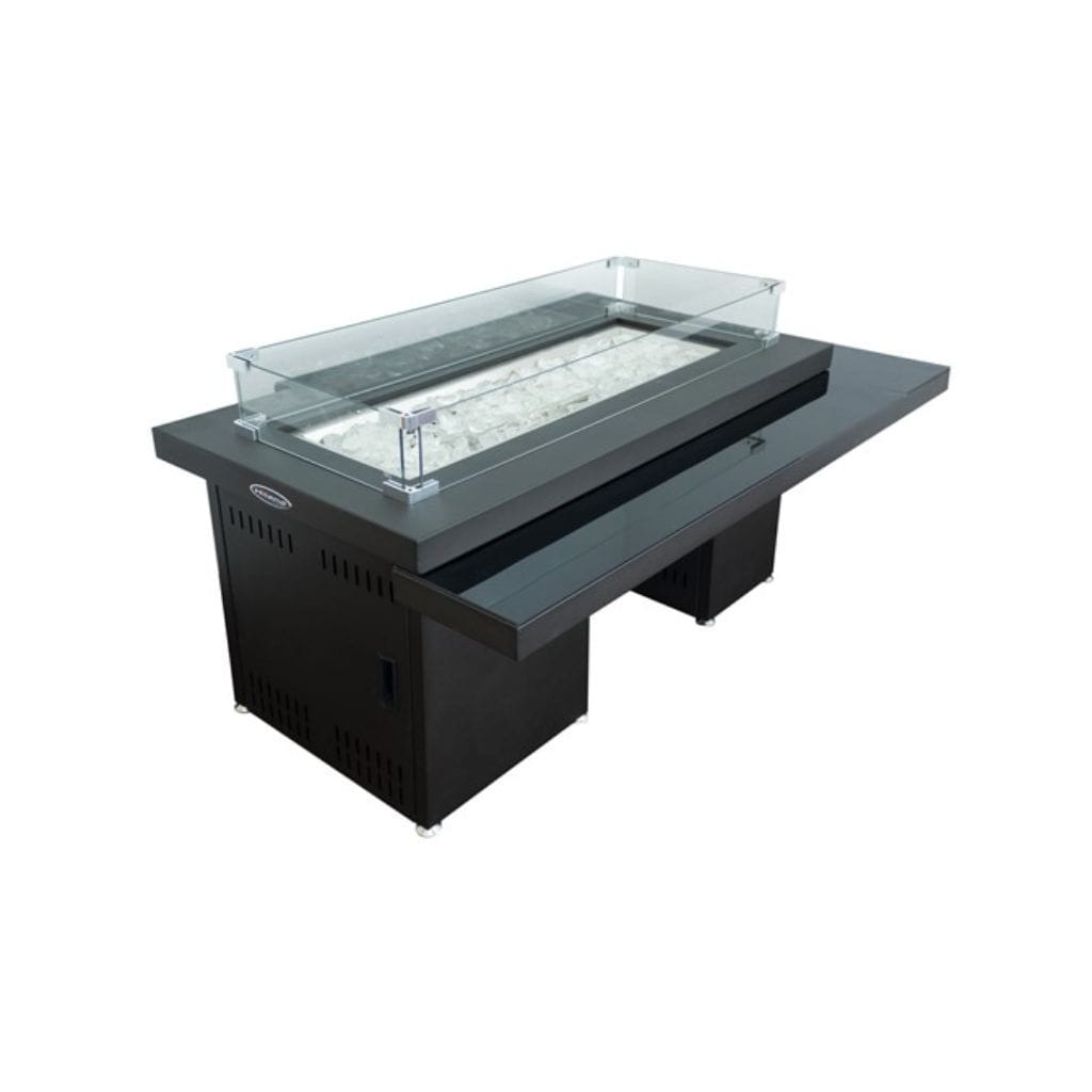 AZ Patio Heaters 30 Black/Mocha Rectangle Two Tier Glass Top Fire Pit