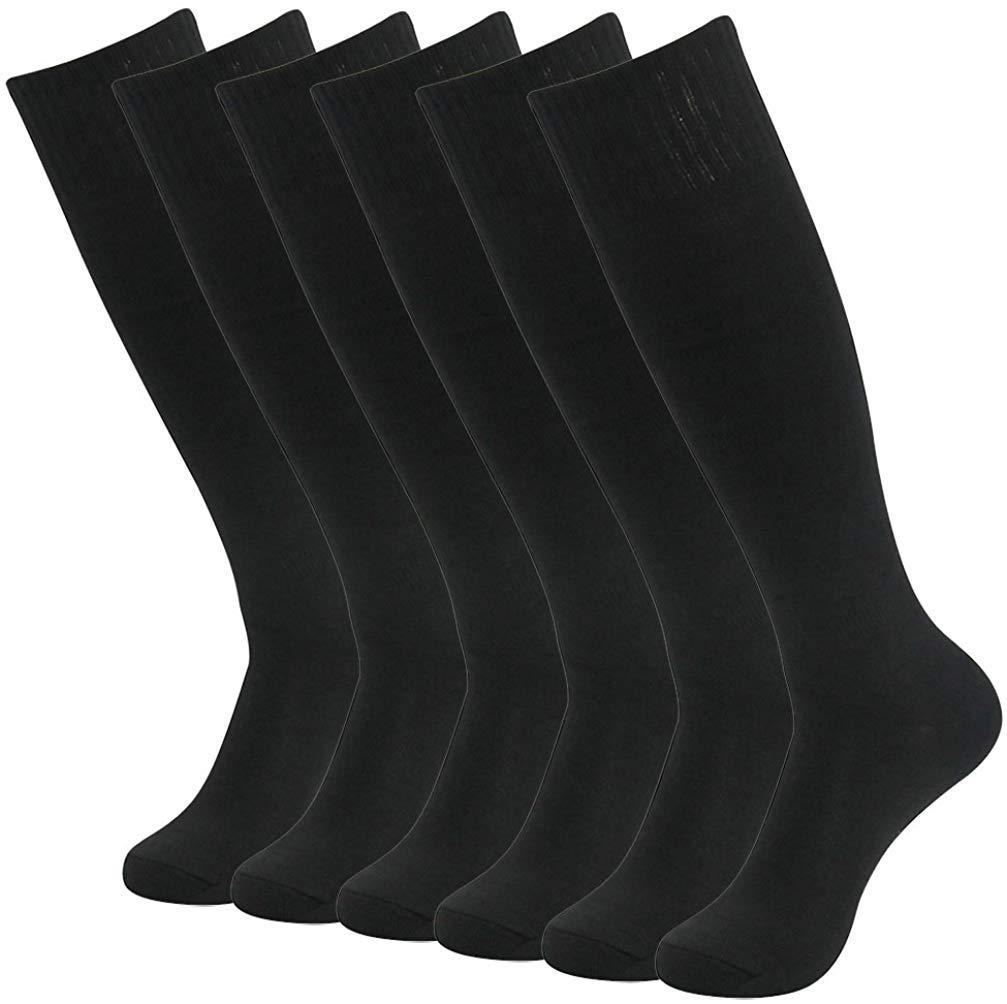 RTZAT Unisex Solid Knee High Soccer Socks - 2,6,12 Pairs Pack