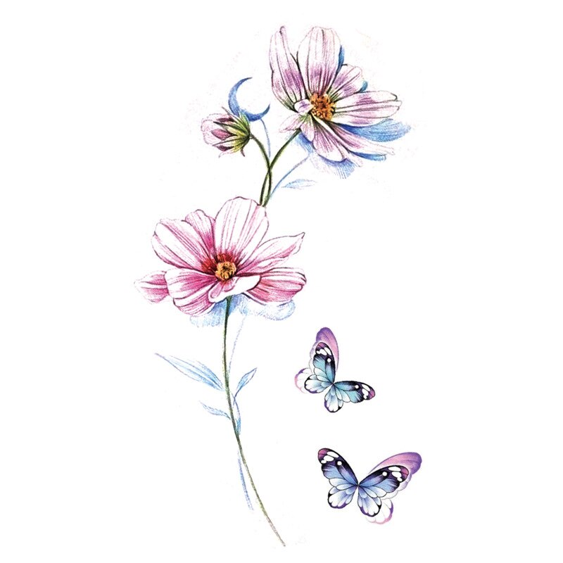 Qfdian Black Rose Temporary Tattoo Sticker - Realistic Fake Tattoo for Parties & Festivals