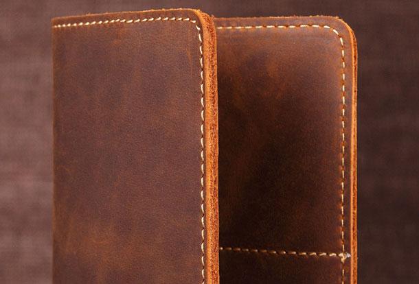 Vintage Leather Slim Men's Travel Bifold Passport Wallet