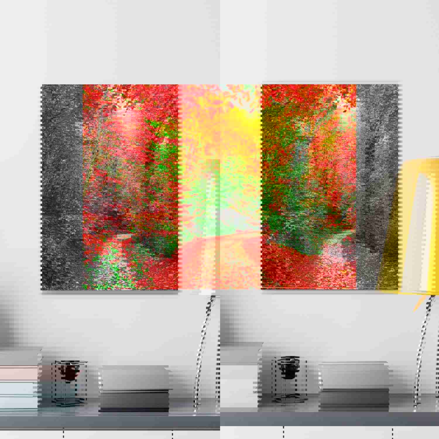 Colorful Trees Footpath Road Flower Canvas Wall Art for Home Decor