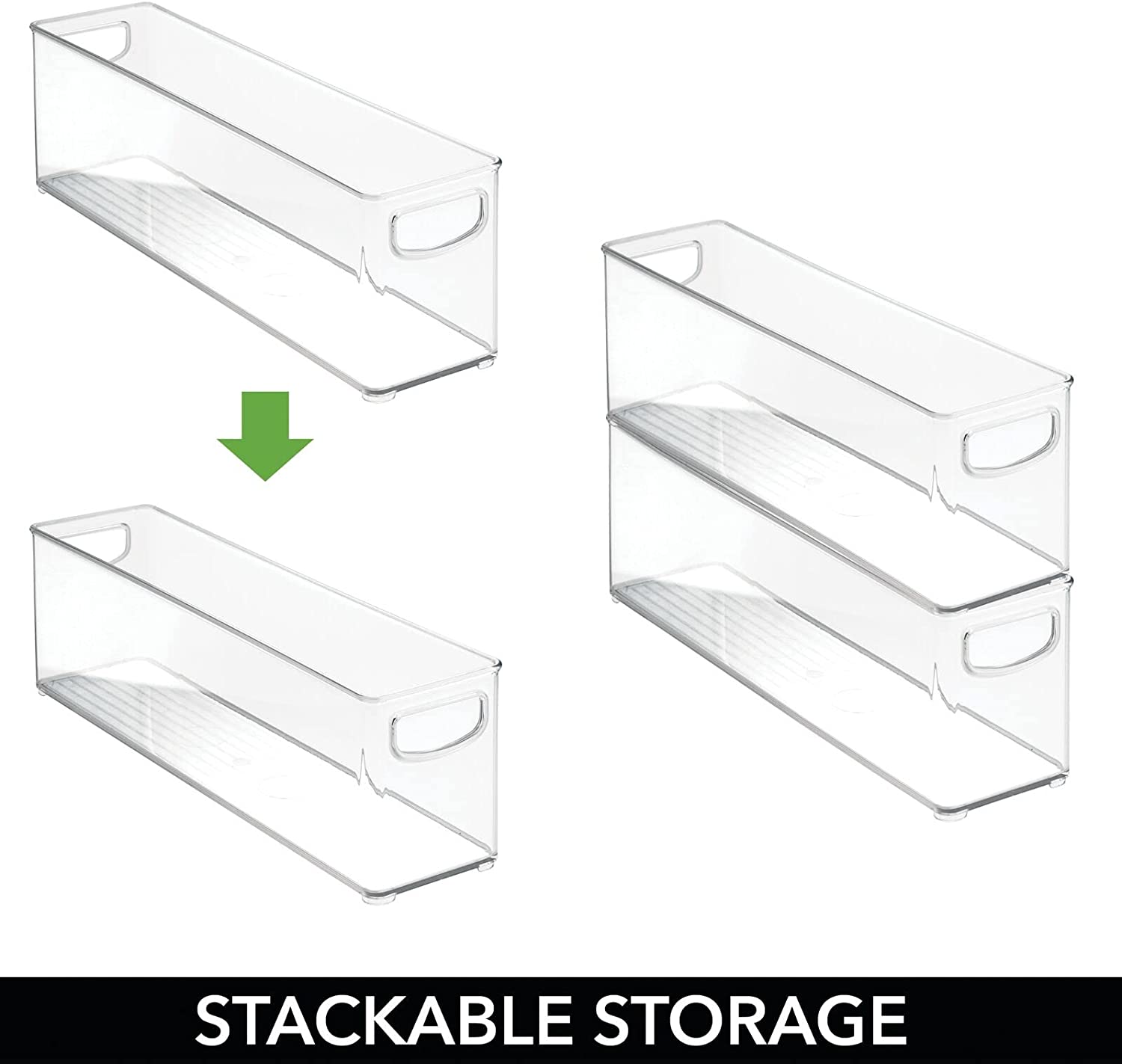mDesign Plastic Bathroom Organizer - Storage Bin with Handles for Vanity, Cupboard, or Closet - 2 Pack - Clear