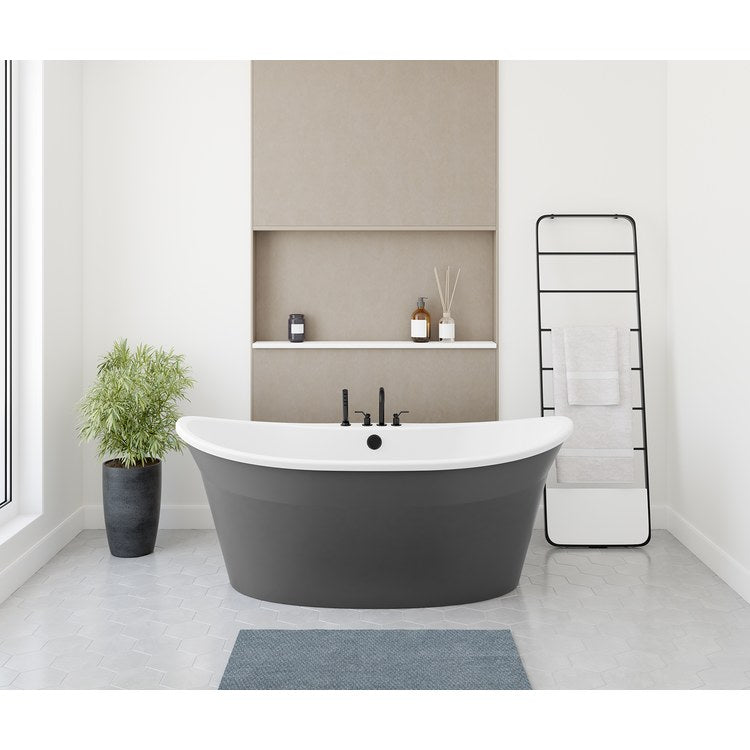 Freestanding Tub Orchestra 66 x 36 x 26-5/8 Inch 2 Piece Center Drain Thunder Gray Oval