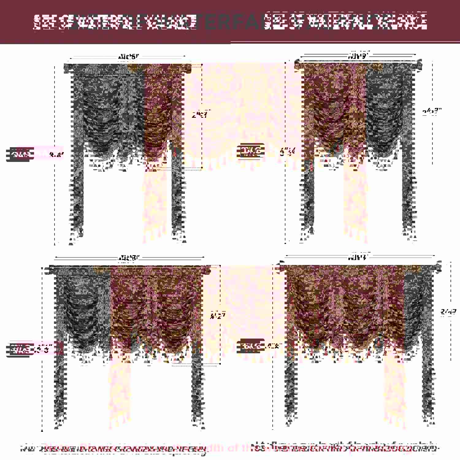 Bordeaux Swag Valance - Classic Woven Pattern Burgundy Window Valance