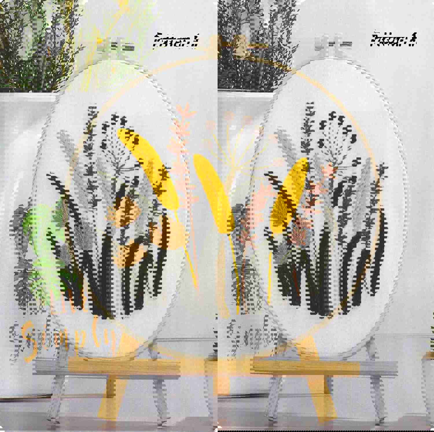 Beginner Floral Embroidery Kit - DIY Craft with Flowers, Cat Tails, Poppy, Daisy, and Baby’s Breath