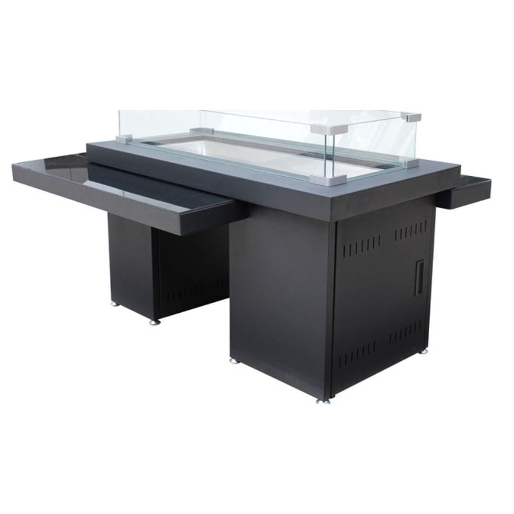AZ Patio Heaters 30 Black/Mocha Rectangle Two Tier Glass Top Fire Pit