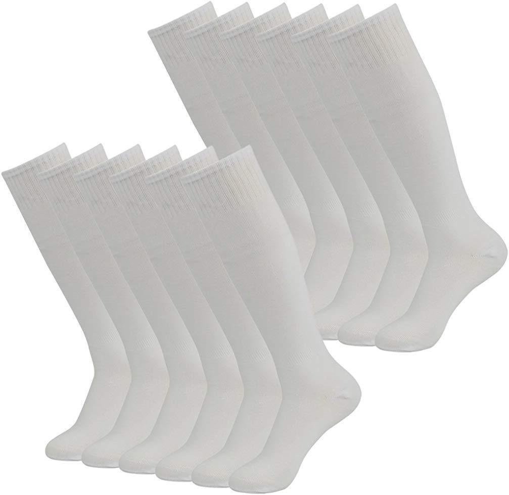 RTZAT Unisex Solid Knee High Soccer Socks - 2,6,12 Pairs Pack