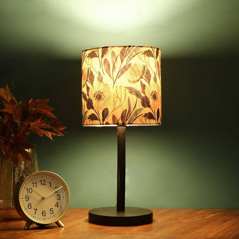 BTR CRAFTS Raven Black Metal Table Lamp with Premium Color Shade (Pack of 2)