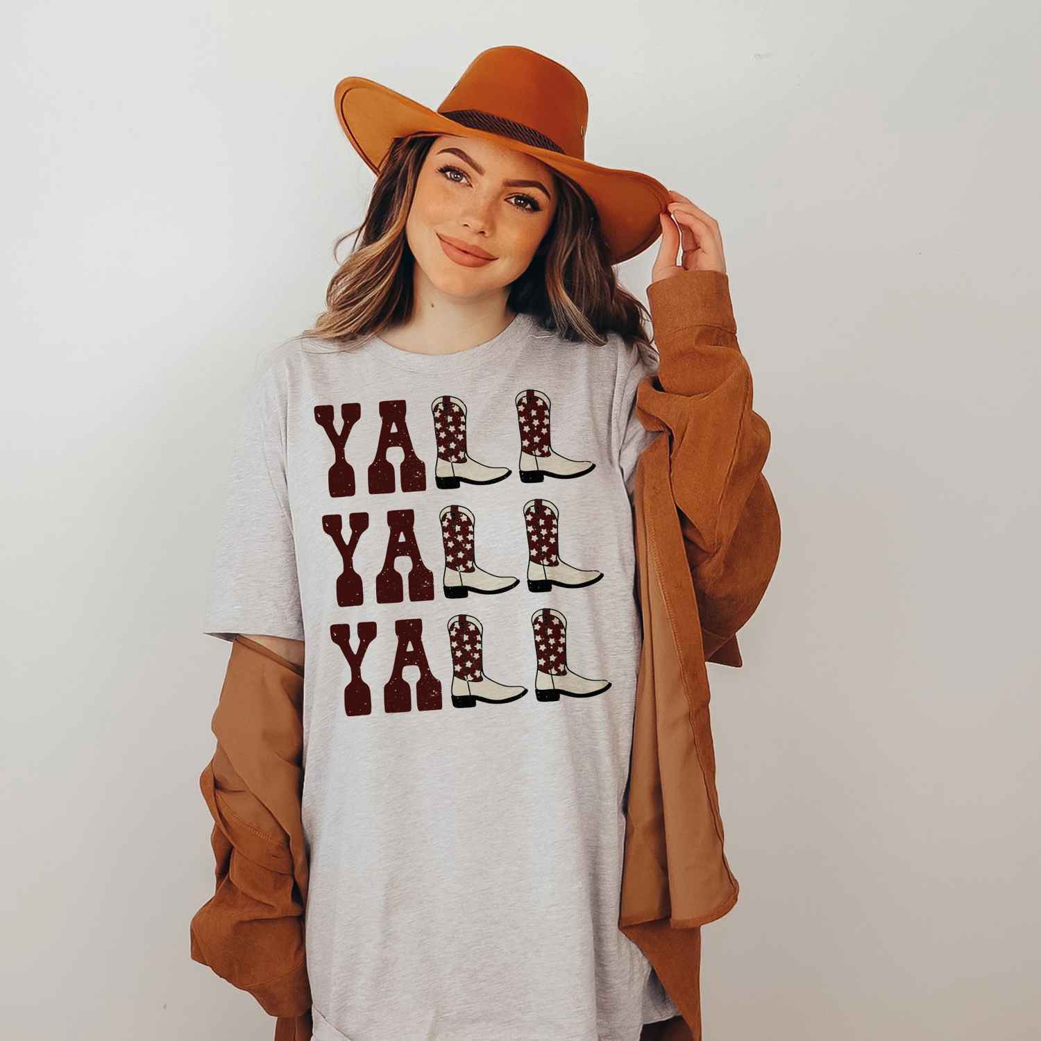 Yall Yall Yall Maroon Aggie Cowboy Cowgirl Western Boots
