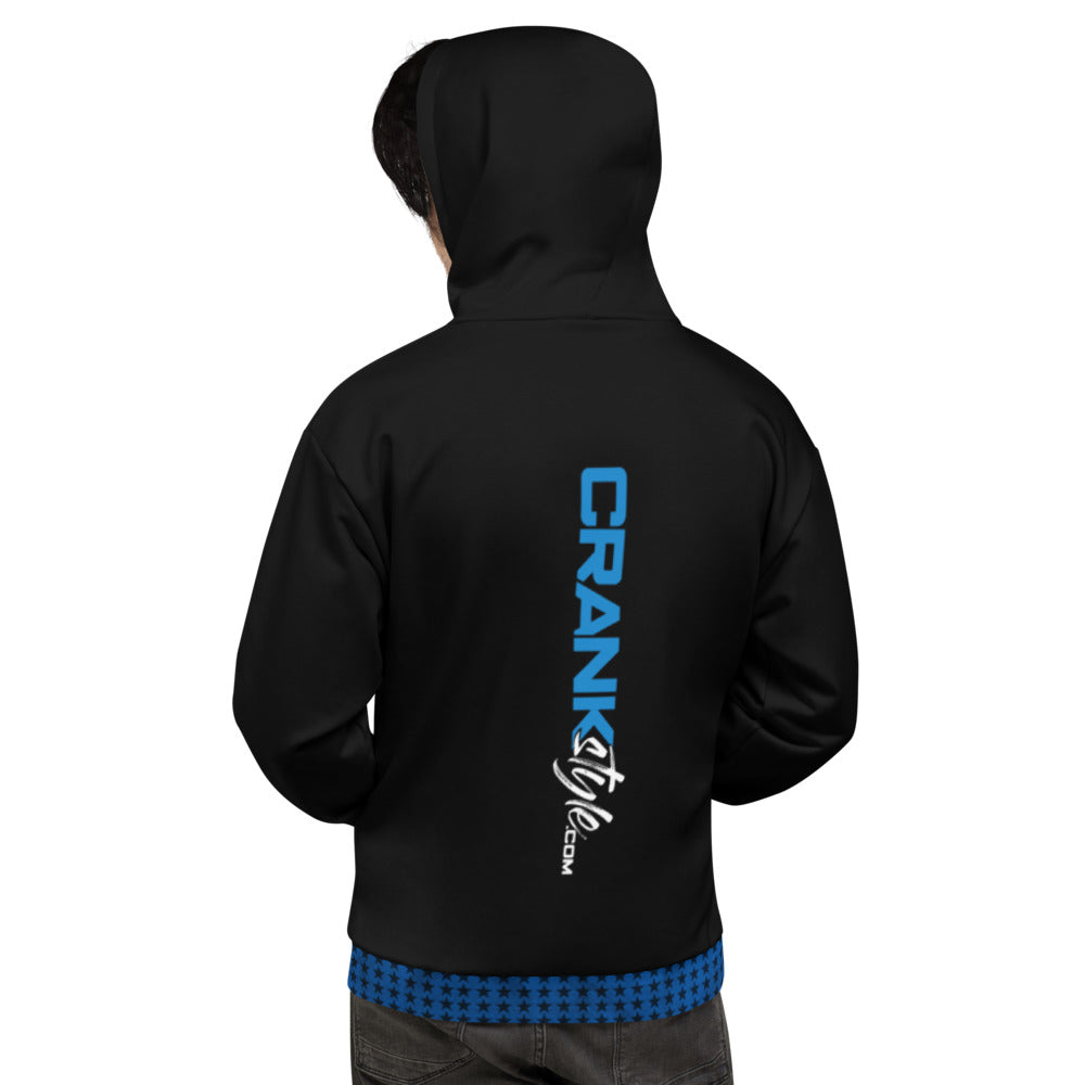 Crank Styles Vintage Black, Blue and White Hoodie