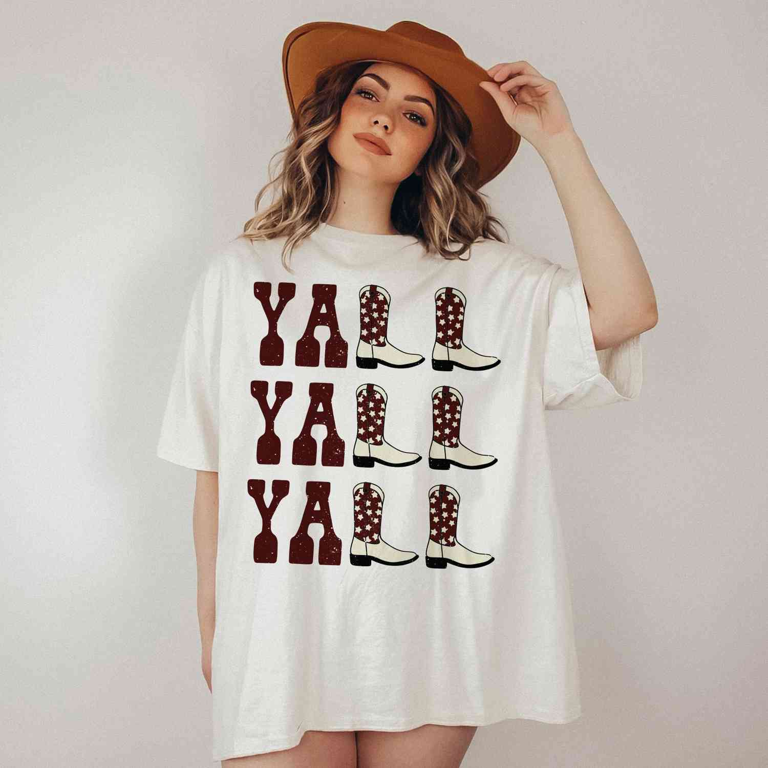 Yall Yall Yall Maroon Aggie Cowboy Cowgirl Western Boots