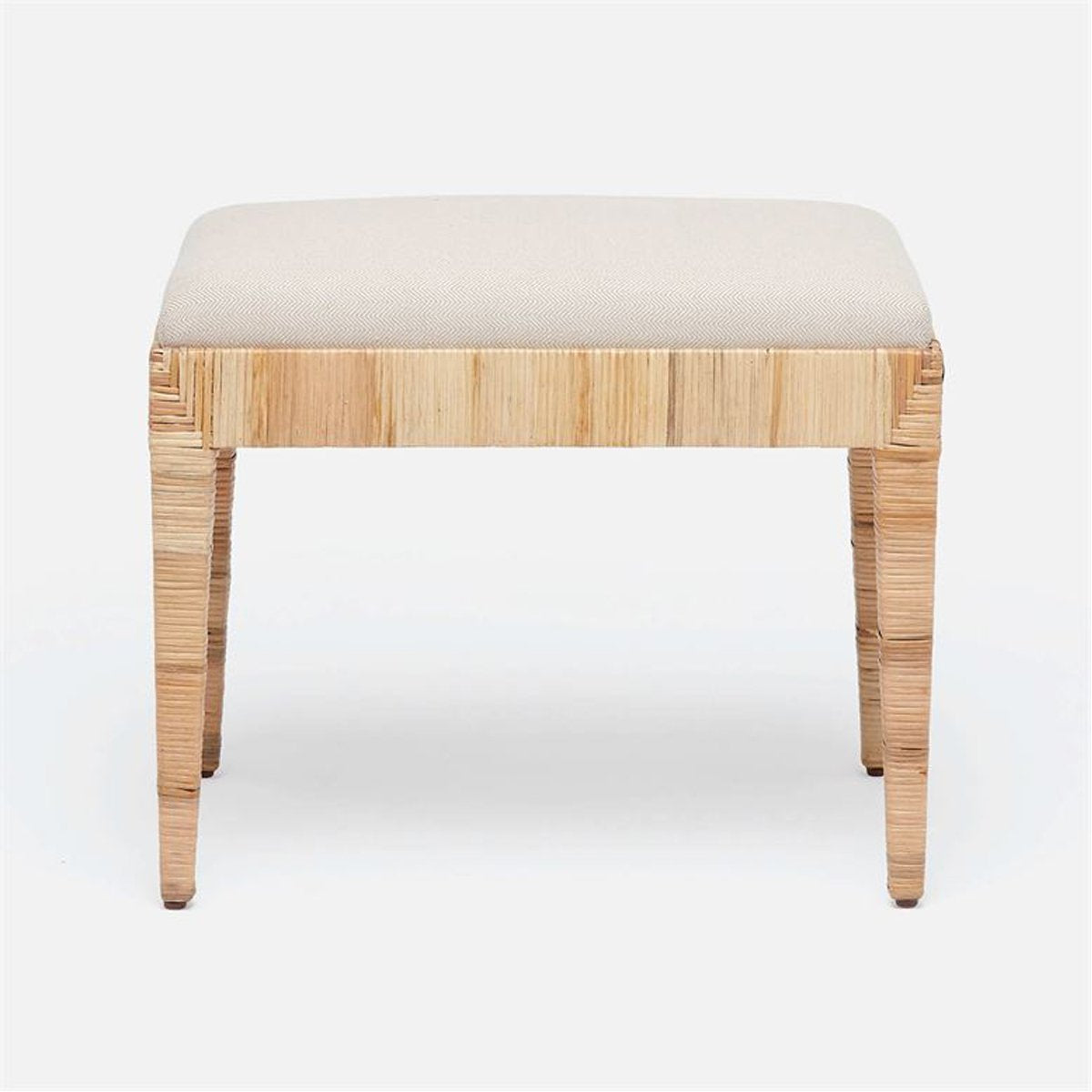 Made Goods Wren Upholstered Rattan Single Bench in Brenta Cotton Jute