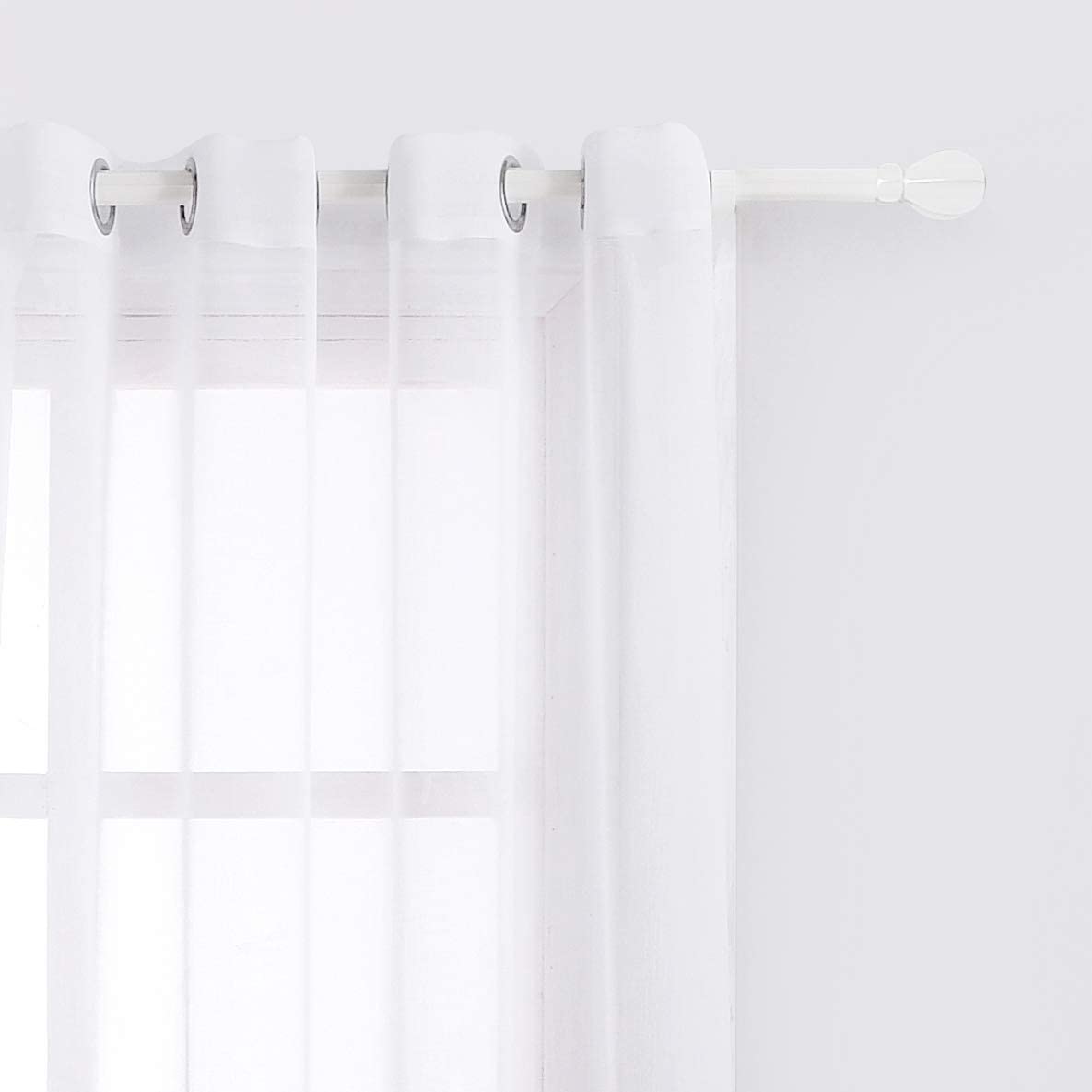 Faux Linen Ombre Sheer Curtains Voile Grommet Semi Sheer Set of 2