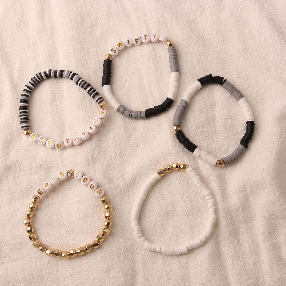 Set of 5Pcs Taylor Inspired Beaded Bracelets for Music Lovers