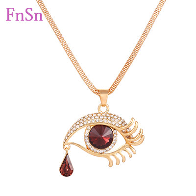 Fashion Women's Crystal Pendant Necklace - Gold Plated Zinc Alloy Trendy Jewelry