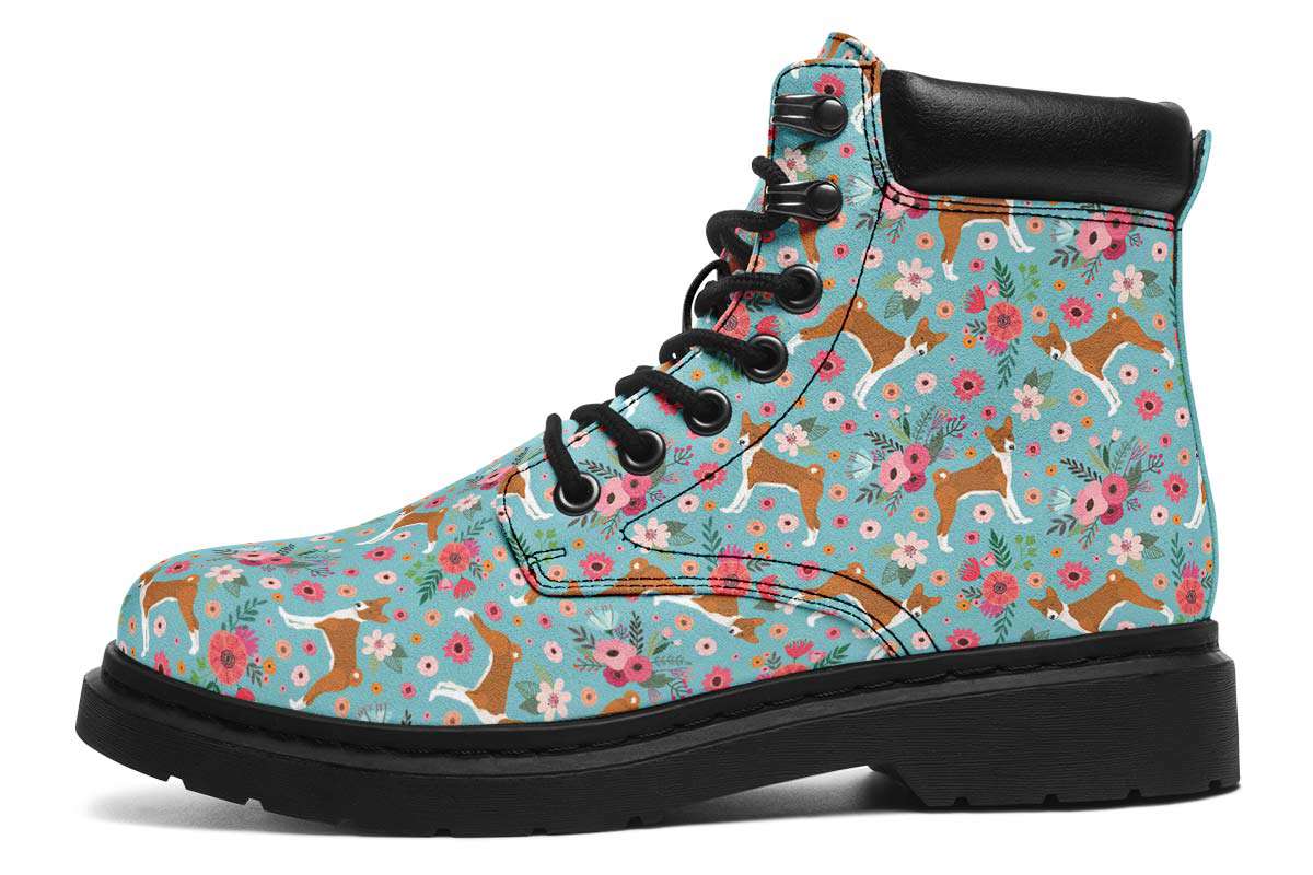 Basenji Flower Classic Vibe Boots - Custom Printed Vegan Boots