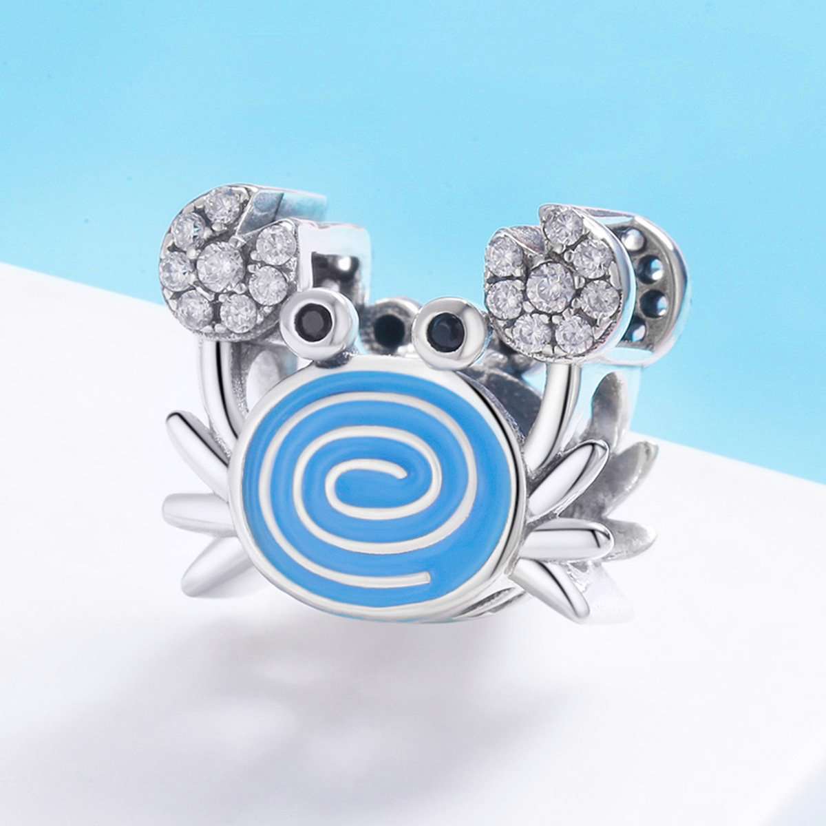 Sterling 925 Silver Blue Crab Charm Pendant for Pandora & European Bracelets