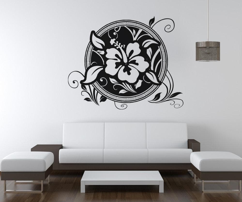 Vinyl Wall Decal Sticker Hawaiian Flower Circle #OS_AA379