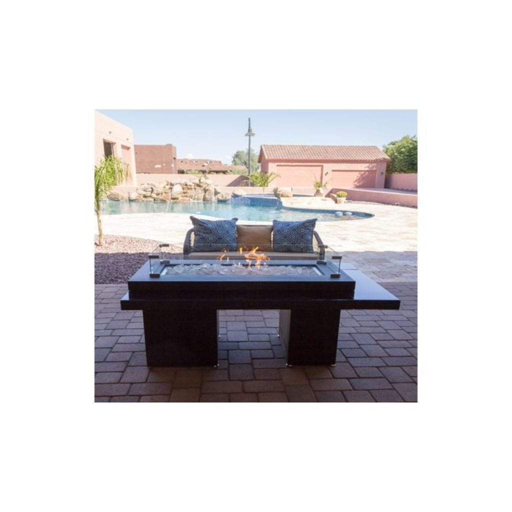 AZ Patio Heaters 30 Black/Mocha Rectangle Two Tier Glass Top Fire Pit