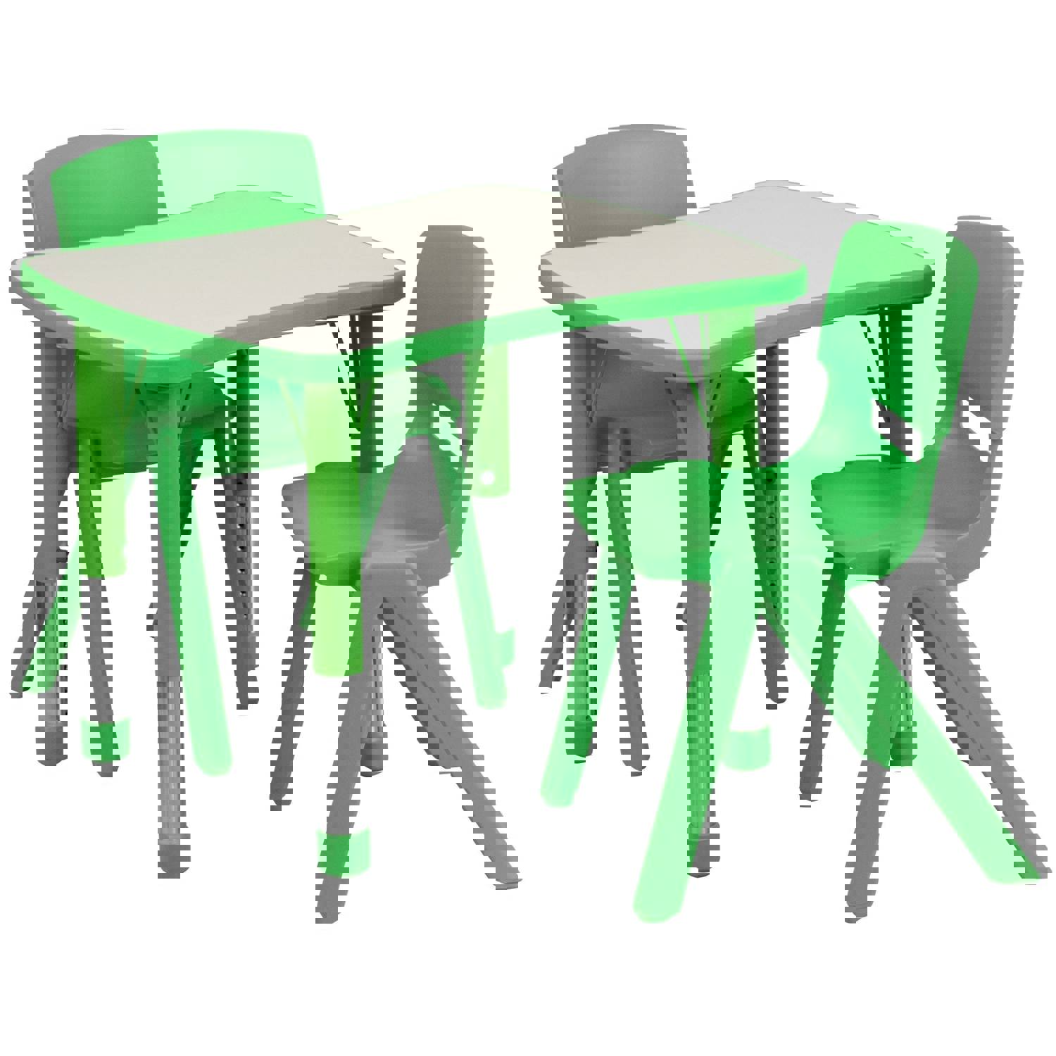 Emmy 21.875W x 26.625L Rectangular Plastic Height Adjustable Activity Table Set with 2 Chairs