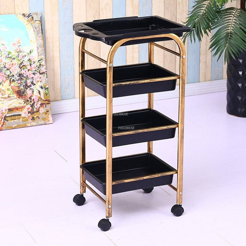 Modern Hair Salon Trolley with Wheels - Multi-layer Beauty Barber Cart