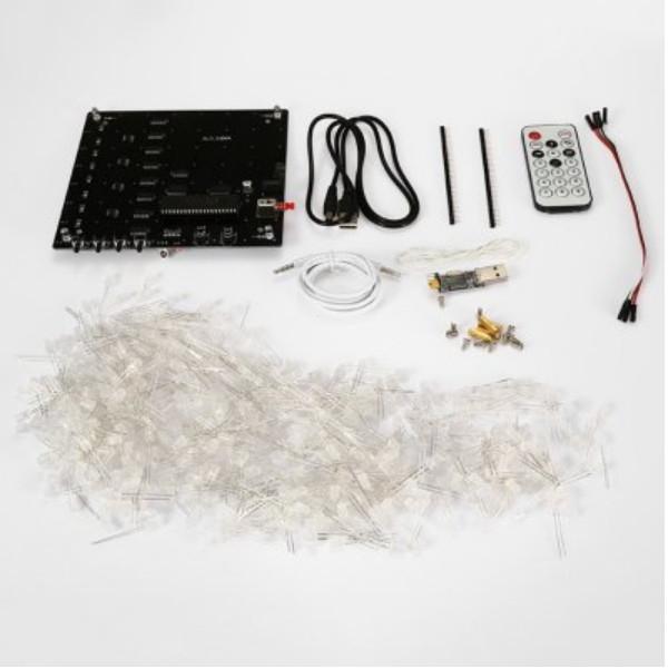 8x8x8 Cube 3D Light Square Blue LED Electronic DIY Kit with Welded PCB Board + Bright Pink Round Lamp