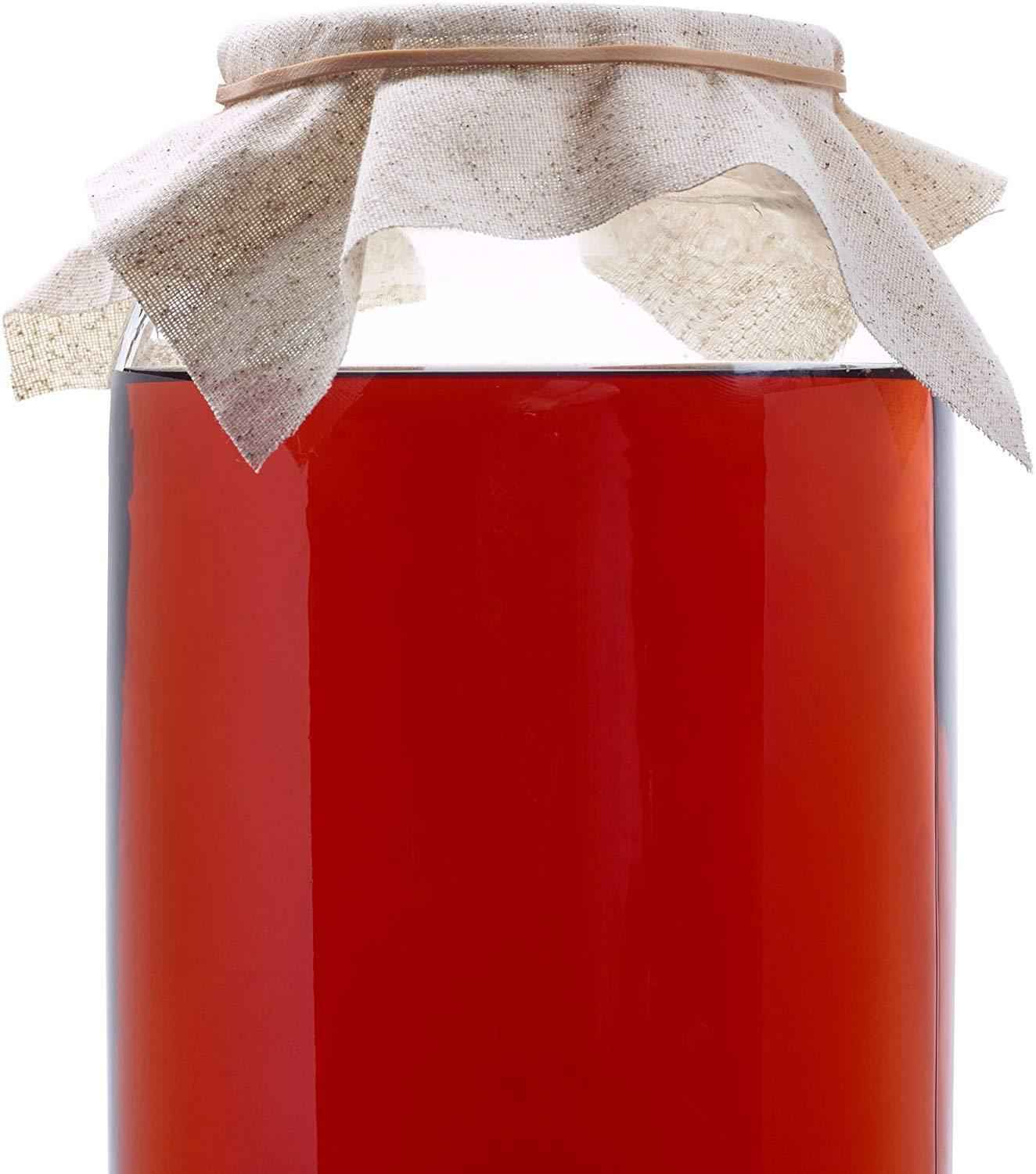 4 Pack - 1 Gallon Glass Jar with Plastic Airtight Lid, Muslin Cloth, Rubber Band - Wide Mouth Easy Clean - BPA Free & Dishwasher Safe