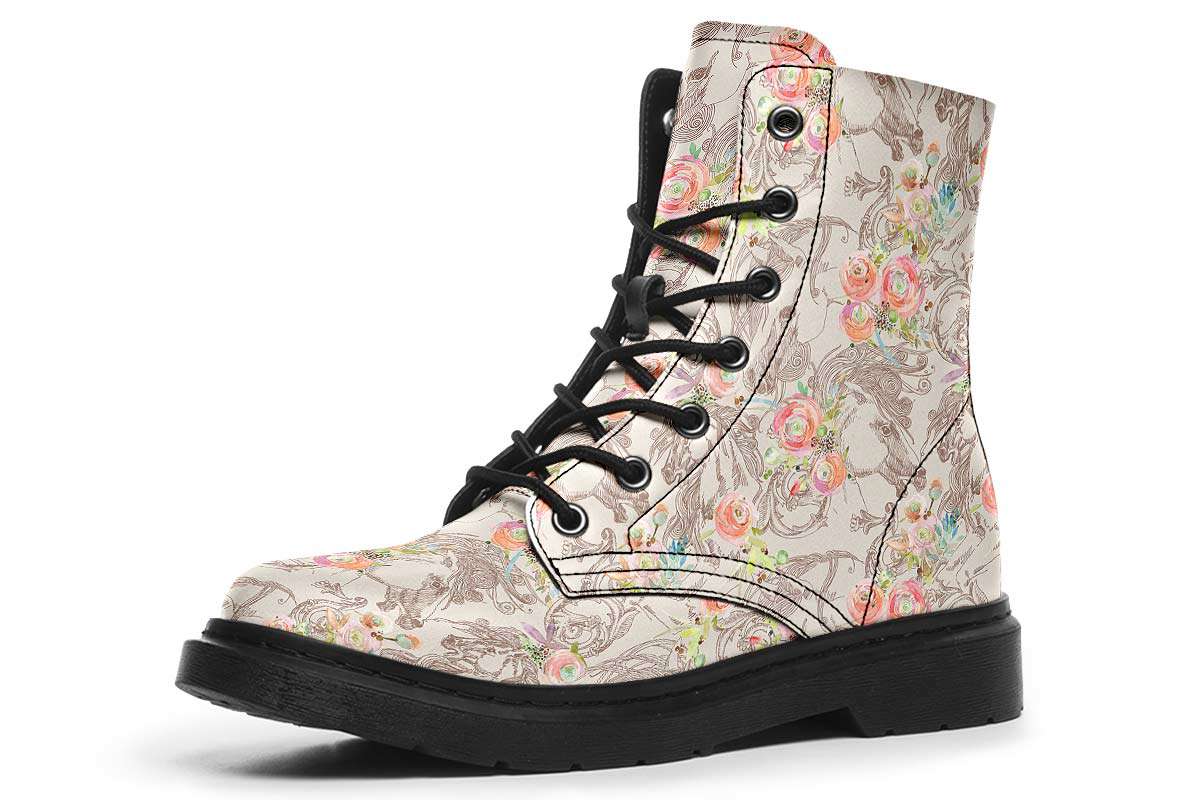 Floral Horse Boots - Custom Printed Vegan Boots with Memory Foam