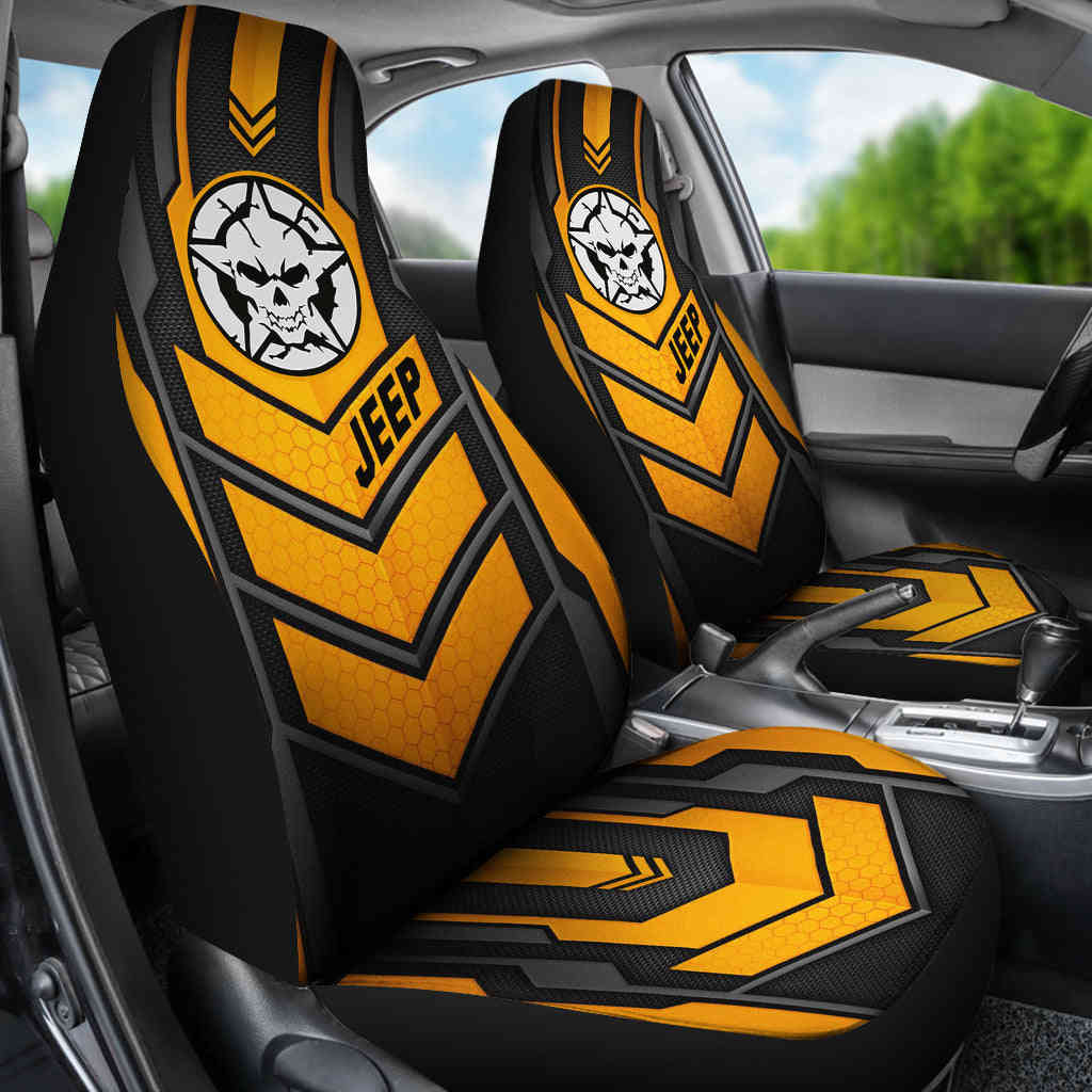 Jeep Skull Crush Orange Color Car Seat Covers