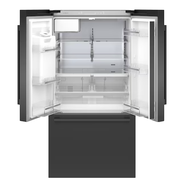 Bosch 500 Series 26-cu ft French Door Refrigerator with Ice Maker (Black Stainless Steel)