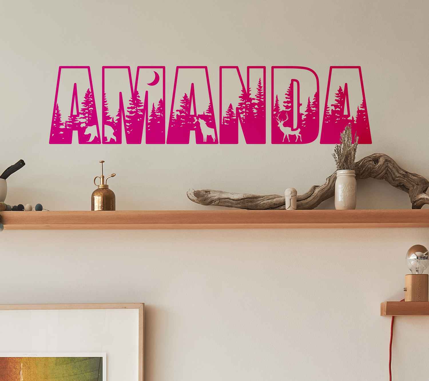 Personalized Woodland Name Wall Decal Sticker - Custom Nature-Inspired Decor