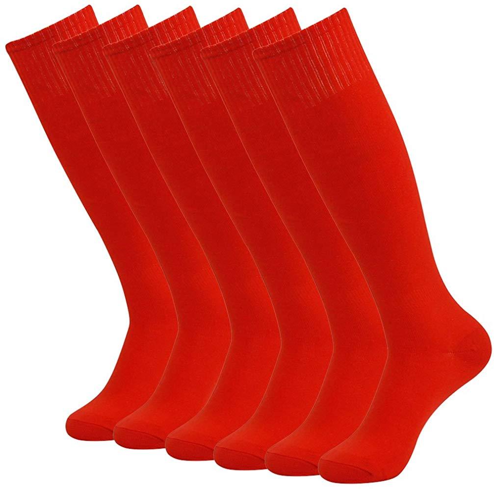 RTZAT Unisex Solid Knee High Soccer Socks - 2,6,12 Pairs Pack