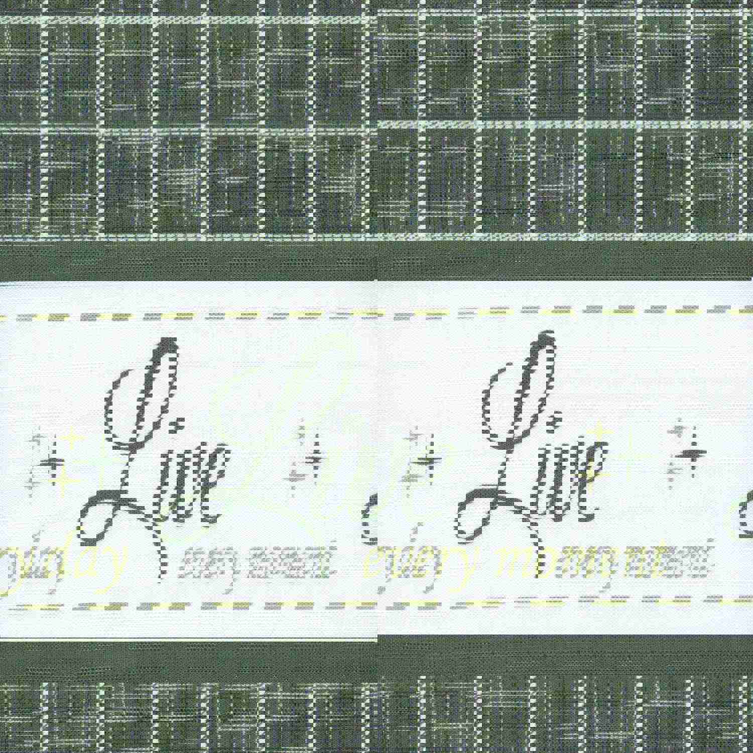 Live Laugh Love 3-Piece Kitchen Curtain Set, Green, Tiers 58x36, Swag 58x14 Inches
