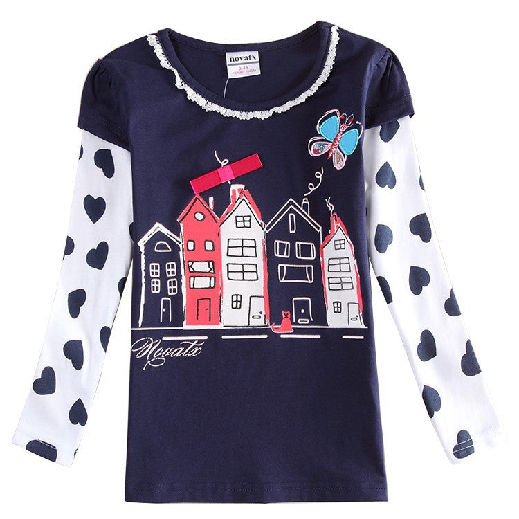 Children Girl T-Shirt - Fashion Nova Print Long Sleeve Casual Tee for Girls