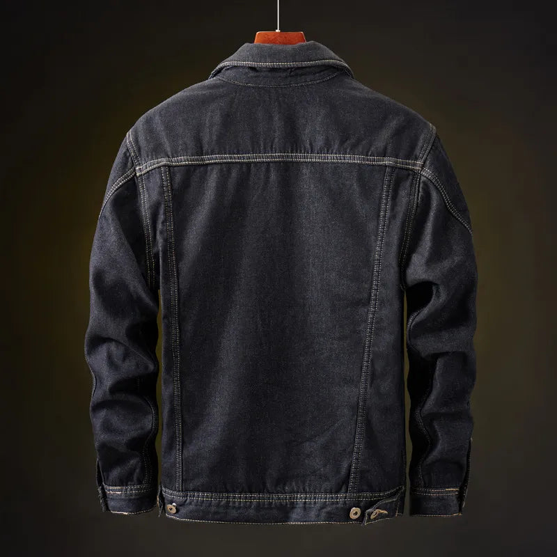 Nukty Winter Men's Denim Jacket - Thick Fleece Lined Warm Coat for Casual Wear