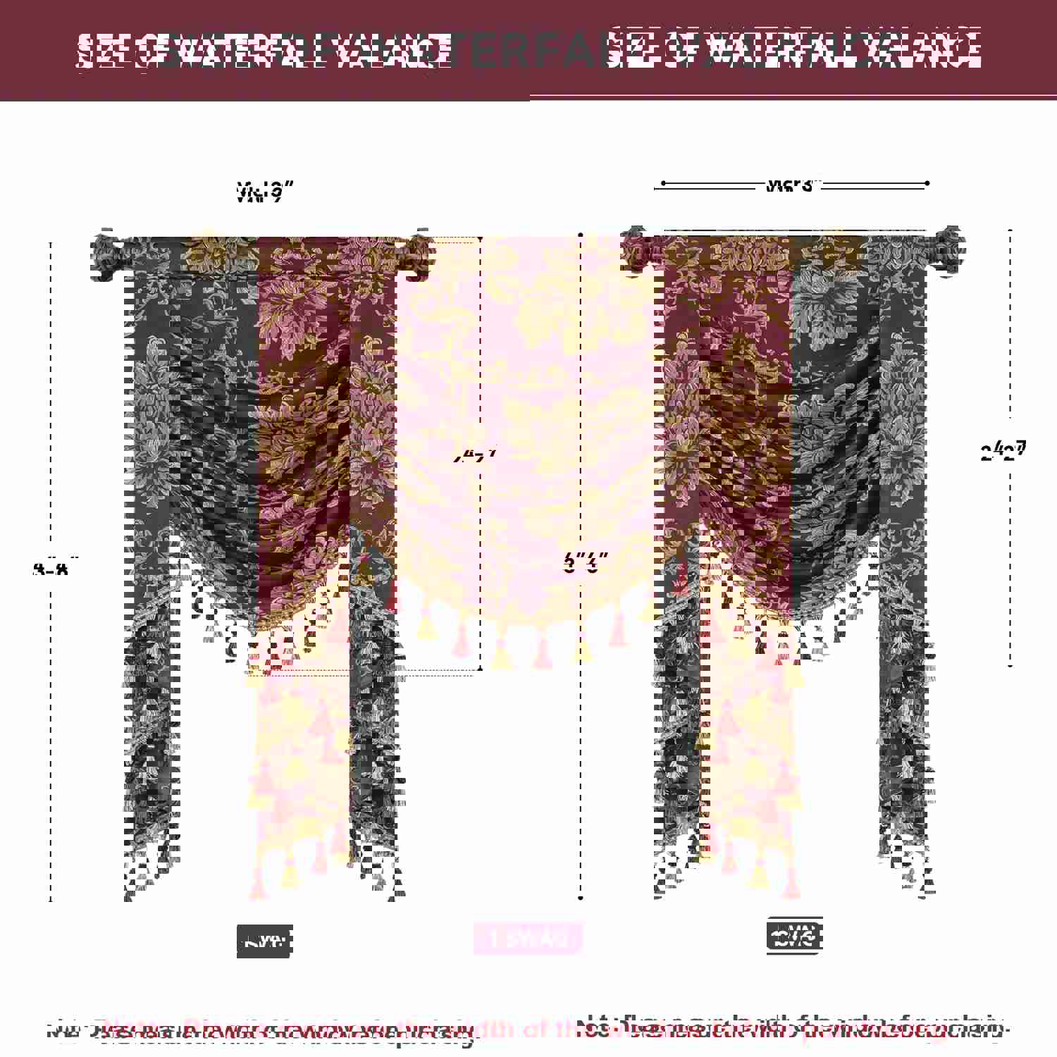 Bordeaux Swag Valance - Classic Woven Pattern Burgundy Window Valance