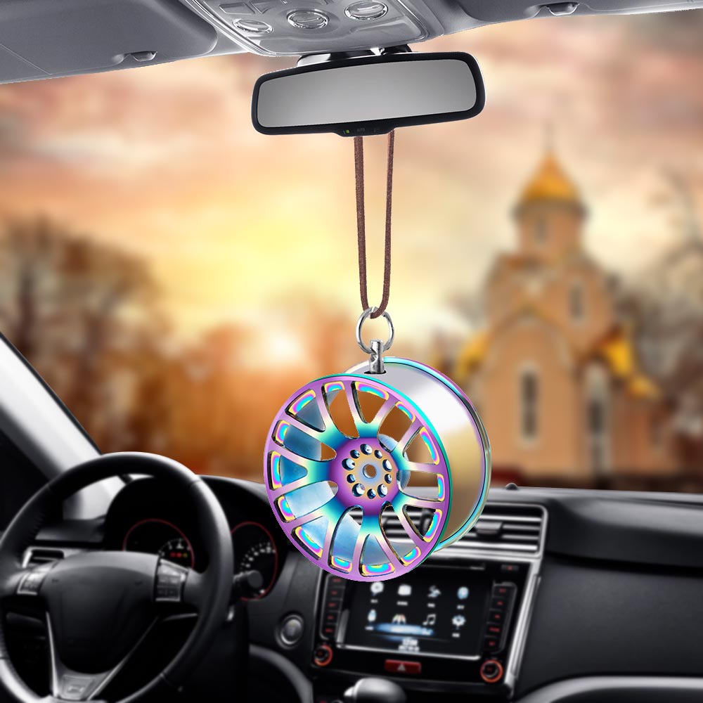 Car Ornament Pendant Metal Wheel Hub Flywheel Hanging Auto Interior Hip-hop Rear View Mirror Decoration