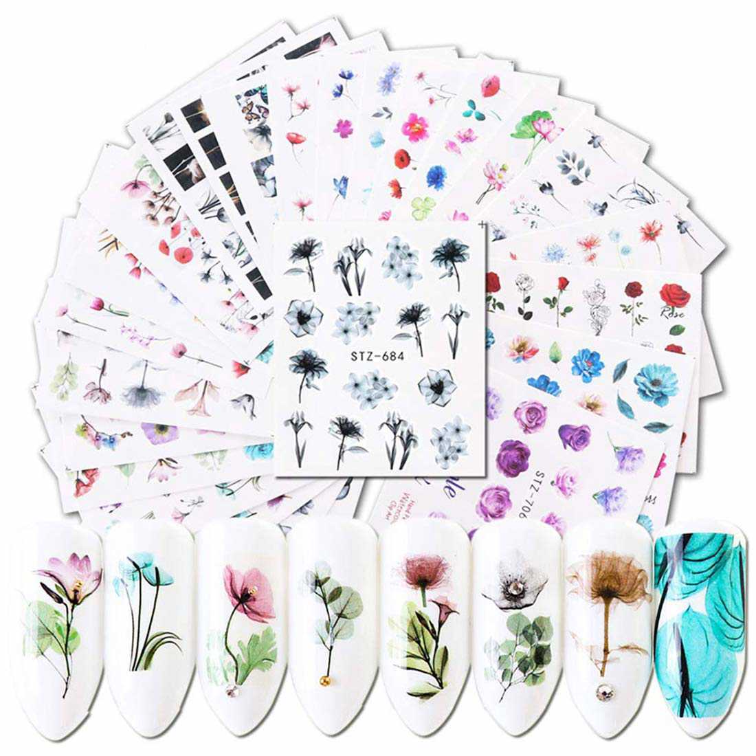 Butterfly Nail Art Stickers - 8 Sheets 3D Laser Design Self-Adhesive Nail Decals for Women
