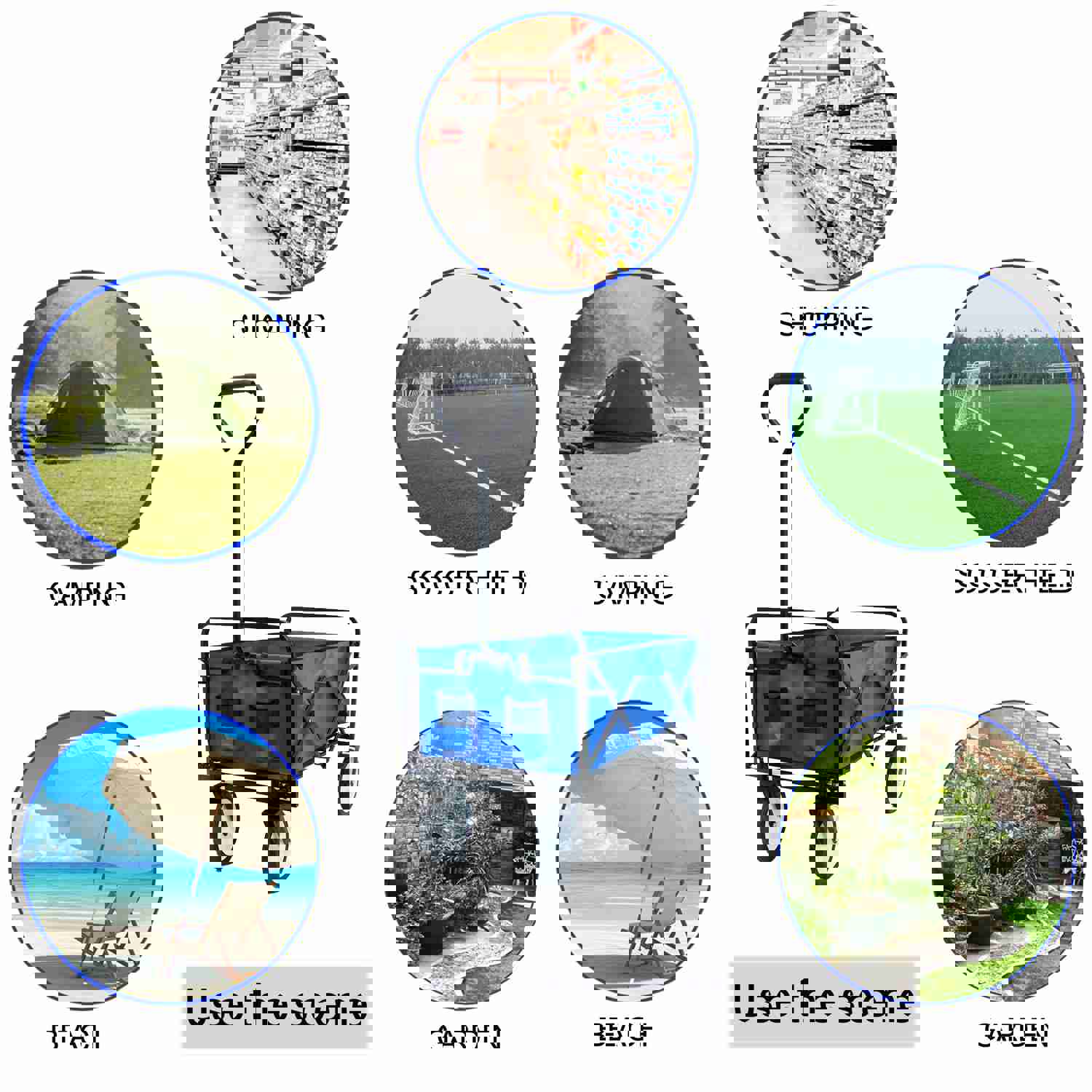 Heavy Duty Folding Outdoor Wagon Cart for Beach, Park, and Camping