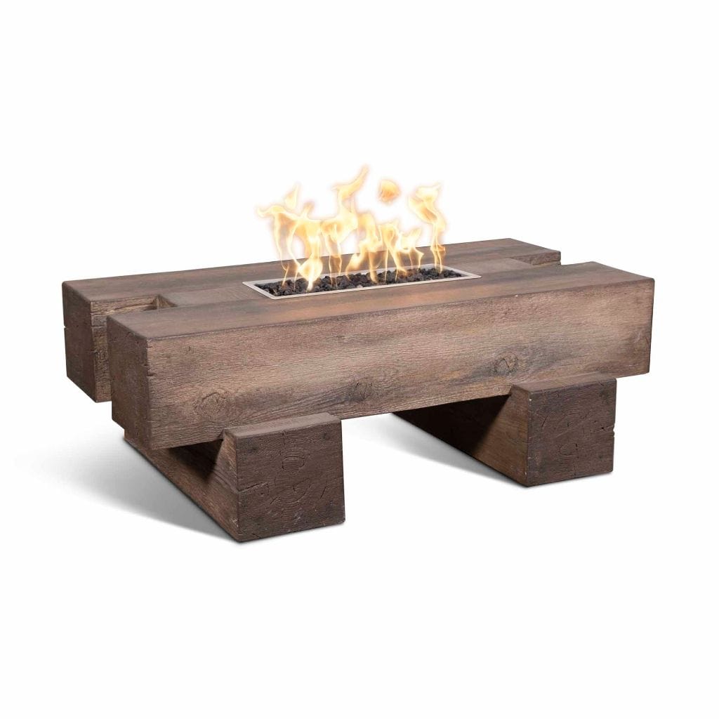 The Outdoor Plus 48 Palo GFRC Wood Grain Concrete Rectangle Gas Fire Pit Table