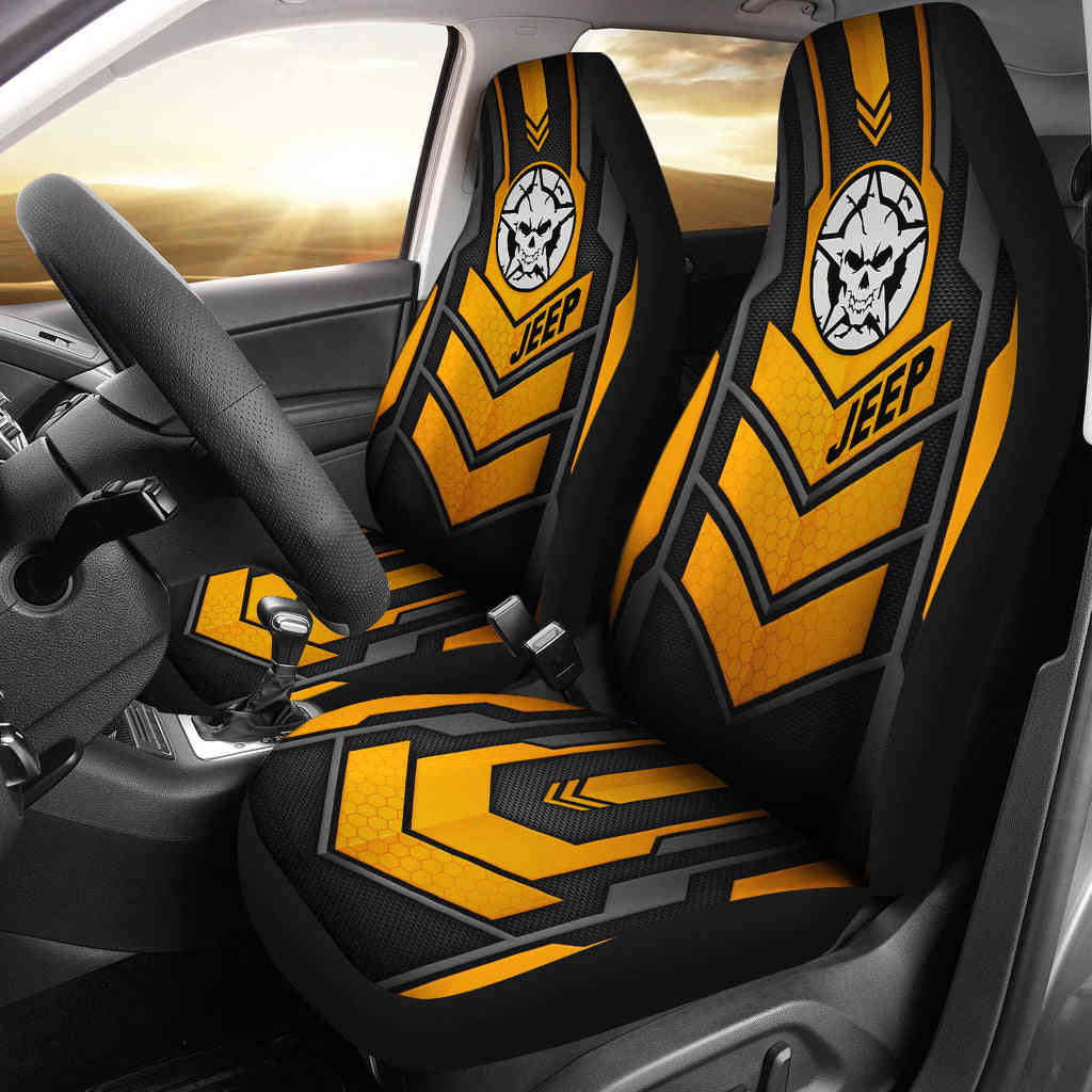 Jeep Skull Crush Orange Color Car Seat Covers