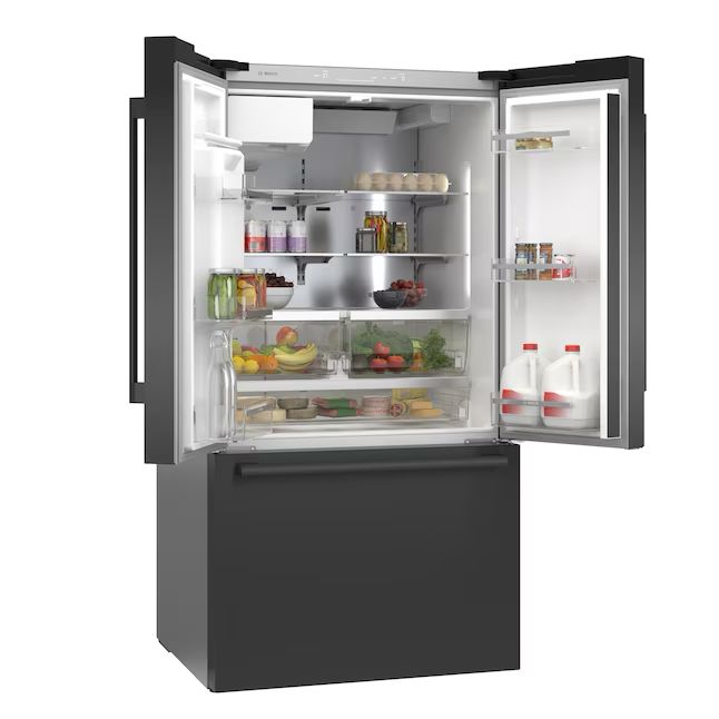 Bosch 500 Series 26-cu ft French Door Refrigerator with Ice Maker (Black Stainless Steel)